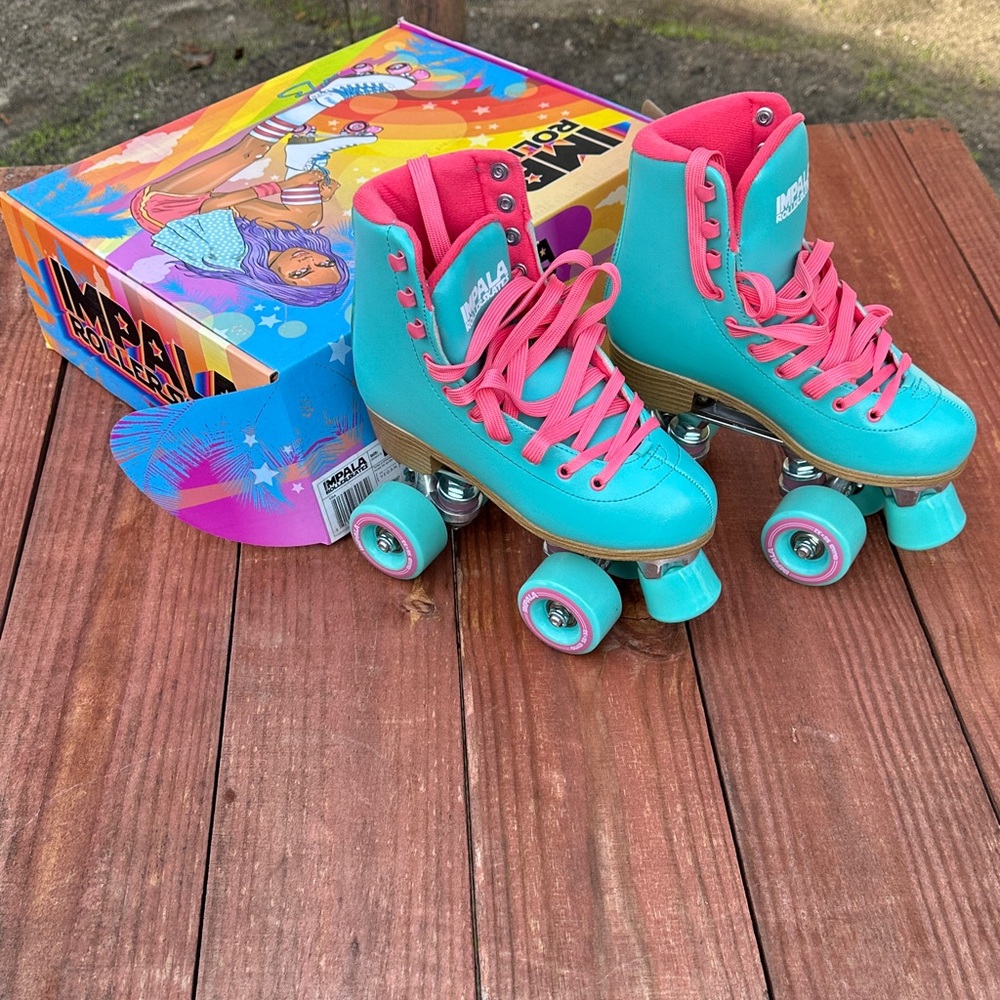 Impala Quad Roller Skates - Teal and Pink